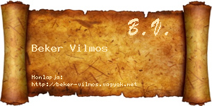 Beker Vilmos névjegykártya